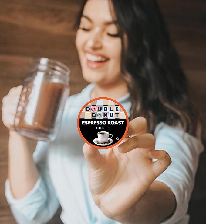 Double Donut Coffee Espresso Roast Blend in Recyclable Single Serve Espresso Pods for the Keurig K Cup Machine, 20 Count