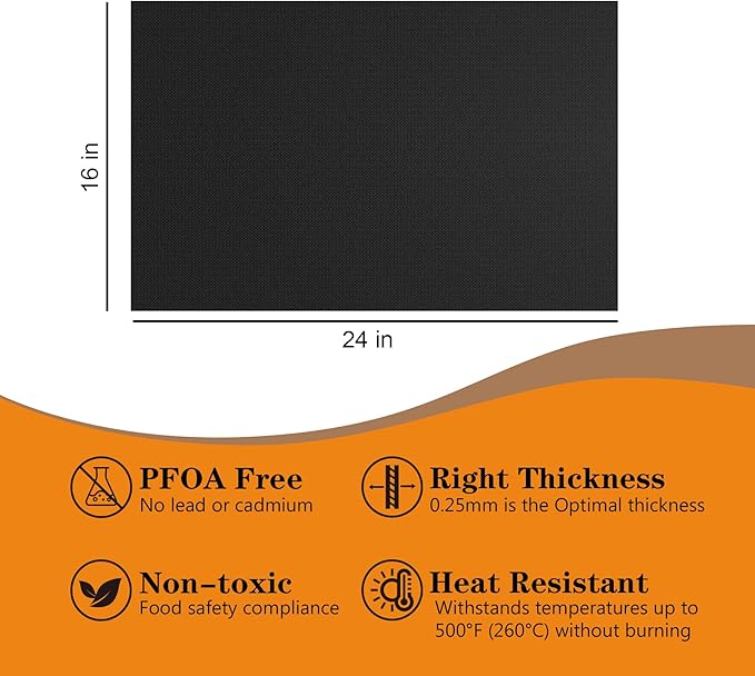 UBeesize 2 Pack XL Thickened Oven Liners for Bottom of Oven, Reusable 17x25 Inch Heavy Duty Non Stick Teflon Oven Mats BPA & PFOA Free, Fit Electric Gas Toaster Convection Microwave Ovens Grills