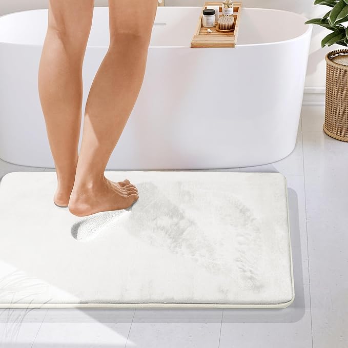 Clara Clark Bathroom Rugs, Velvet Memory Foam Bath Mat, Non-Slip Bath Rugs, Machine Wash, Dries Quickly, Ultra Soft Plush Bath Mats for Bathroom,