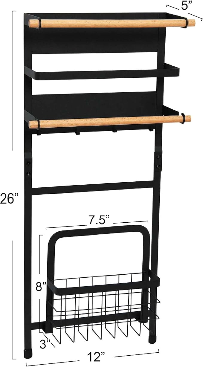 Household Essentials Metal Magnetic Organizer Rack, Black