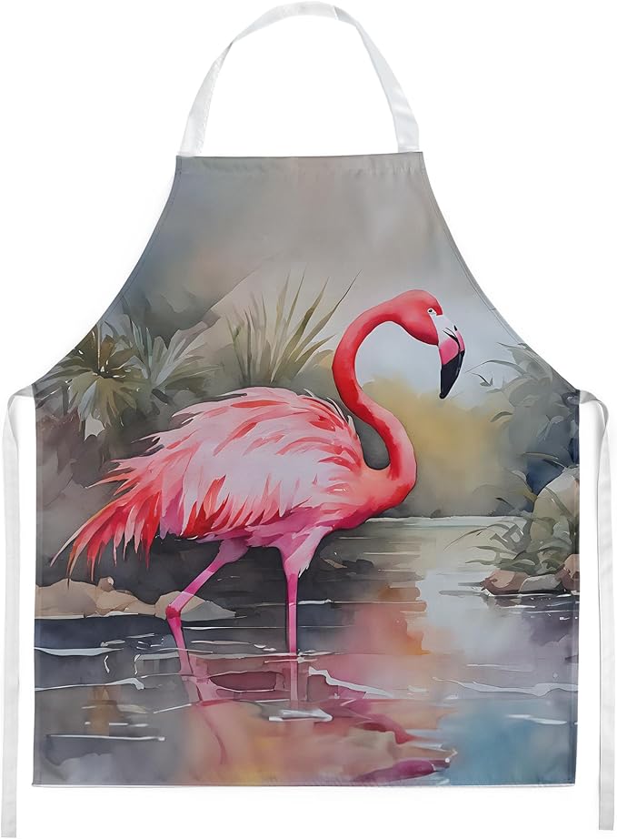 Caroline's Treasures Flamingo Apron Cooking Kitchen Server Baking Crafts Gardening for Adult Women Men, Unisex, Large, Multicolor