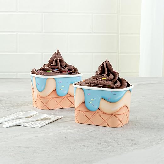 Coppetta 12 Ounce Dessert Cups, 50 Greaseproof Ice Cream Cups - Lids Sold Separately, For Hot And Cold Foods, Frosty Delight Paper Yogurt Bowls, Disposable, Sturdy - Restaurantware