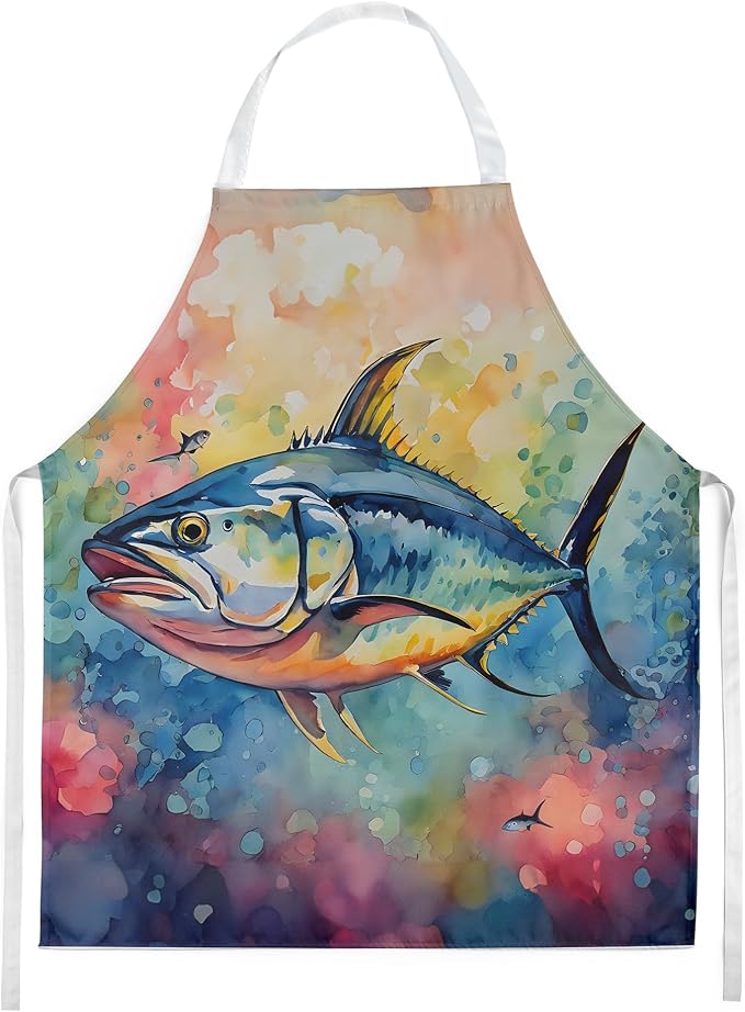 Caroline's Treasures Yellowfin Tuna Apron Cooking Kitchen Server Baking Crafts Gardening for Adult Women Men, Unisex, Large, Multicolor