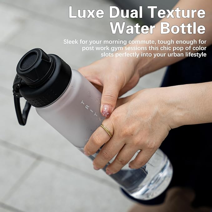 OLDLEY 32oz Frosted Clear Water Bottle, BPA-Free Tritan Plastic Reusable Water Bottle with Fast-Flow Spout Lid, Wide Mouth Leakproof Sports Drinking Bottle for Gym, School, Office, Travel,Clear