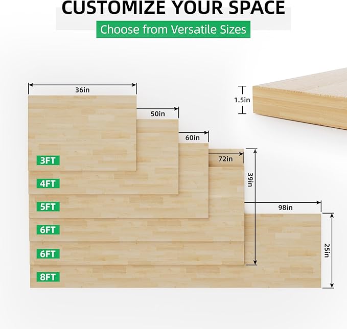 Butcher Block Countertop Wood Tabletop – 1FT Solid Unfinished Butcher Block Cutting Board 12"x7.5"x0.5" Small Hardwood Slab for Kitchen Prep, DIY Crafts, Shelves, Desk Top & Home Projects