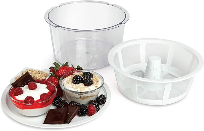 Euro Cuisine GY50 Greek Yogurt Maker with Ultra Fine Mesh Strainer Basket, BPA Free, Patented Greek Yogurt Strainer for Homemade Greek Yogurt (White) (Pack of 4)