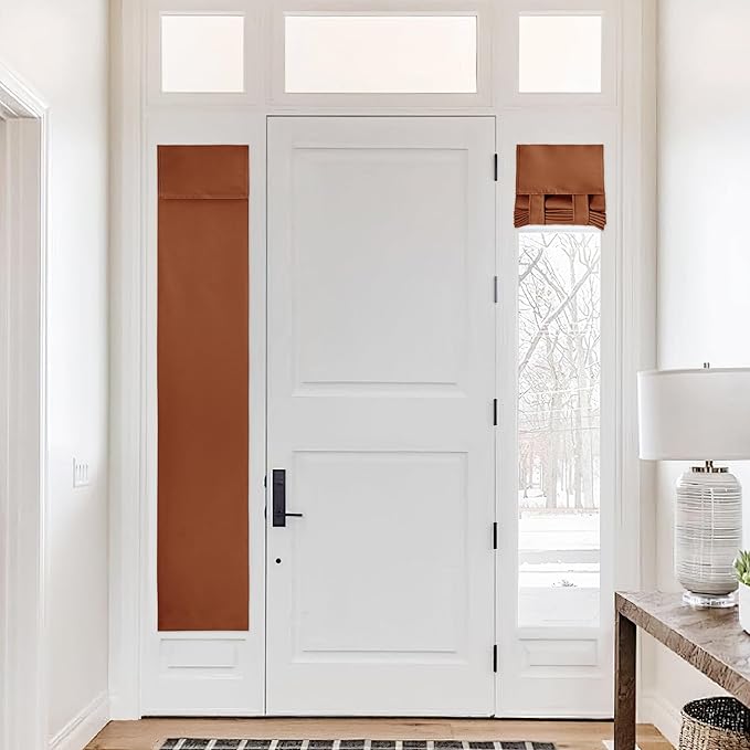NICETOWN French Door Curtains for Kitchen, Privacy Thermal Insualted Living Room Window Covering for Glass Sliding Door, Sidelight Curtains for Small Window, 12" W x 72" L, Burnt Orange, 1 Panel