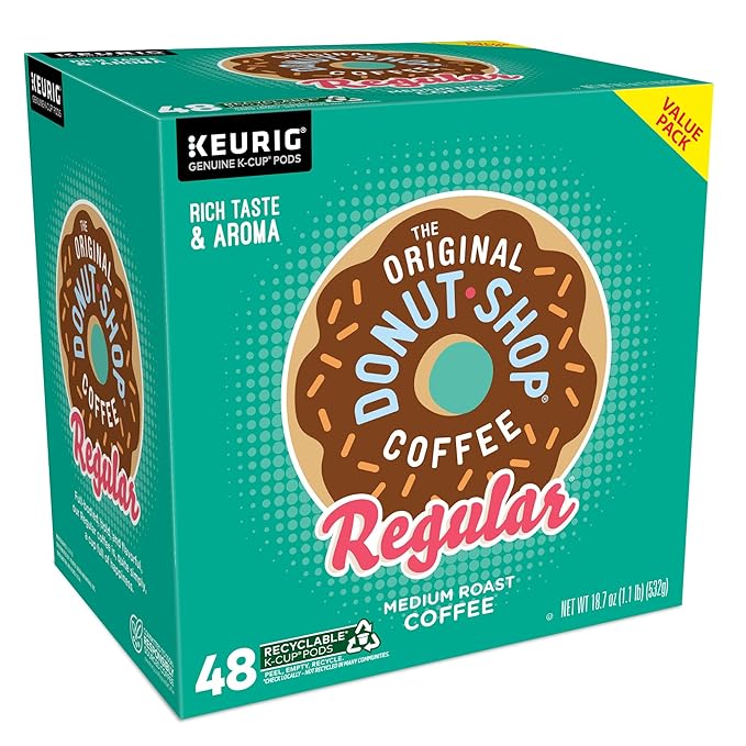 The Original Donut Shop Regular Keurig Single-Serve K-Cup Pods, Medium Roast Coffee, 48 Count, Pack of 4