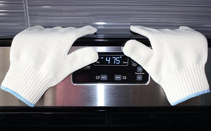 Heat Resistant Oven Gloves - Grilling Cooking Gloves - Extreme Heat Resistant - Long and Thick Protection Gloves for Grilling, Cooking, Baking, Fireplace, Barbecue, Stove, Camping (One Pair)