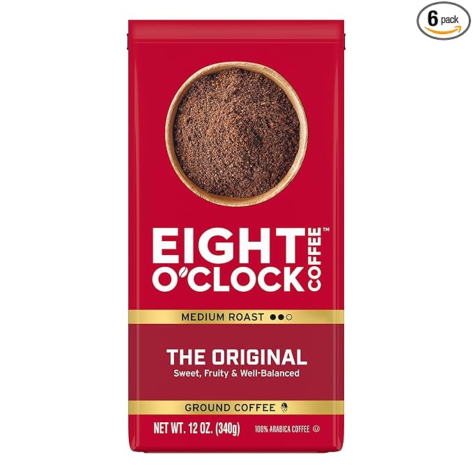 Eight O'Clock Coffee The Original Whole Bean Coffee, Medium Roast, 12 Ounce (Pack of 6) - Sweet, Fruity, Well Balanced