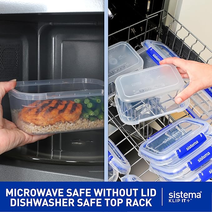 Sistema KLIP IT Large 5L Food Storage Container, Airtight & Stackable, Dishwasher, Freezer, & Microwave-Safe, BPA-Free