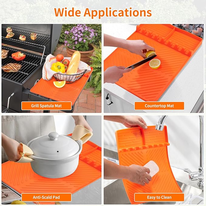18 PCS Griddle Cleaning Kit for Blackstone, Heat-Resistant Silicone Spatula Mat with Hanger, Flat Top Grill Cleaning Kit with Cleaner Stone Brick, Griddle Scraper & Scouring Pads
