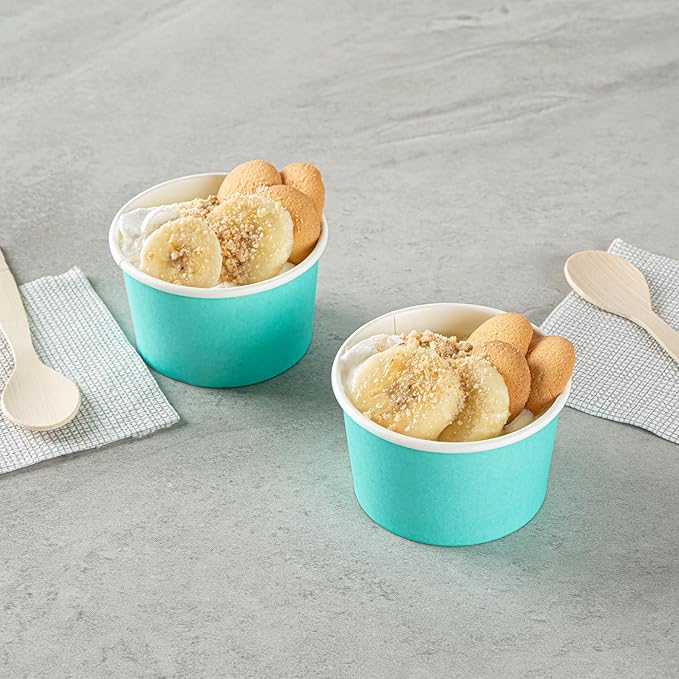Restaurantware Blue 200 Count To Go Cup Disposable 3 x 3 x 1.8 Inches Paper Mini Cup Grease-Resistant Cup Recyclable Durable Design