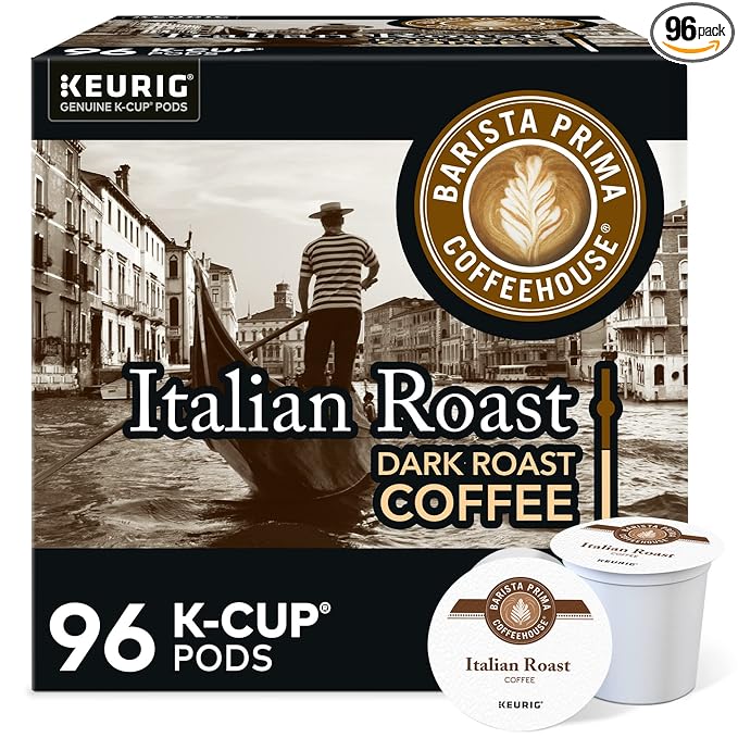 Barista Prima Coffeehouse, Italian Roast Keurig Single Serve K-Cup Pods, 96 Count