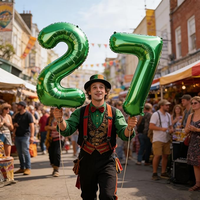 Dark Green Number 27 Balloon, Large Happy 27 Birthday Decoration for Men & Women 2 7 27 72, Foil Number Balloons for Wedding Graduation Celebration Anniversary Supplies