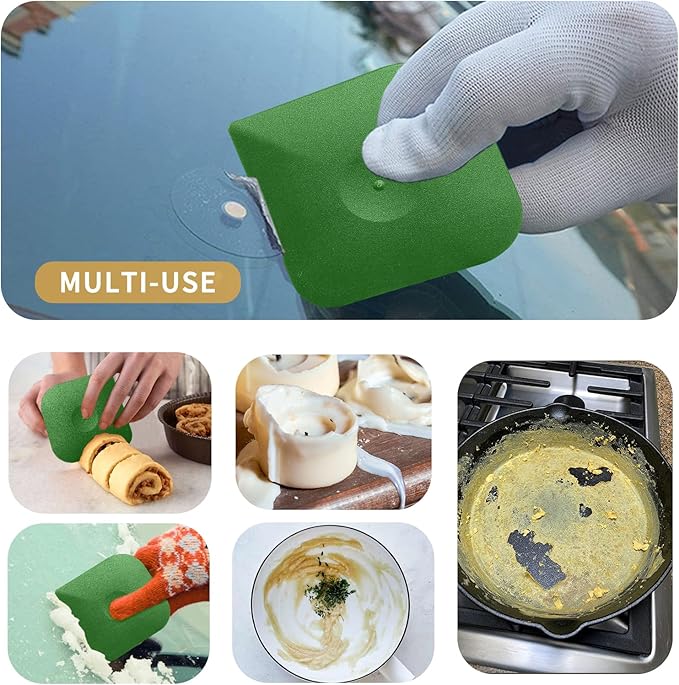 Plastic Pan Dish Pot Food Kitchen Scraper Tool Set, 3 pcs Nylon Plastic Cast Iron Skillet Cleaner Scrubber Scrapper, Kitchen Scraper Non-Scratch (Green)