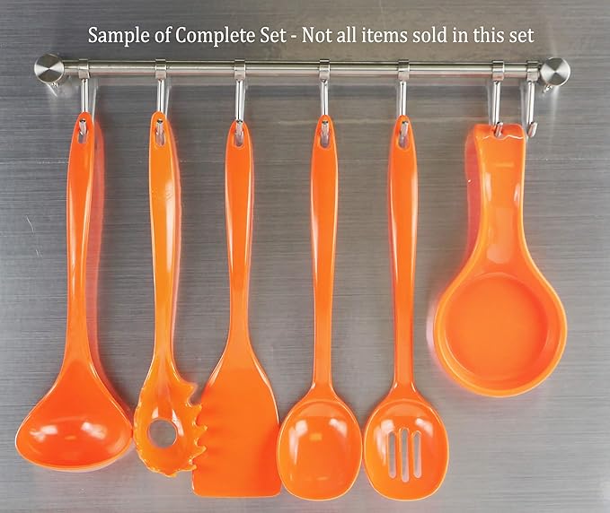 Reston Lloyd 100% Melamine Kitchen Utensil Set, Non Scratching Ladle, Spoon, Slotted Spoon & Spatula, Easy To Hold, Set of 4, Orange
