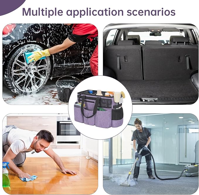 IBVIVIC Wearable Cleaning Caddy Bag for Cleaning Supplies,Large Capacity Cleaning Organizer Purple