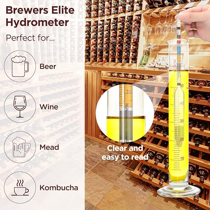 3 Packs Triple Scale Hydrometer with Cleaning Cloth for Wine Beer Mead Kombucha Brewer Elite Hydrometer Alcohol Measuring Tools Brewing Supplies Distilling Equipment for Home Tester