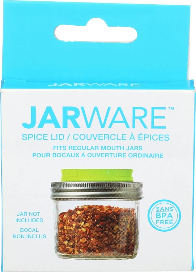 Jarware Spice Lid for Regular Mouth Mason Jars, Green