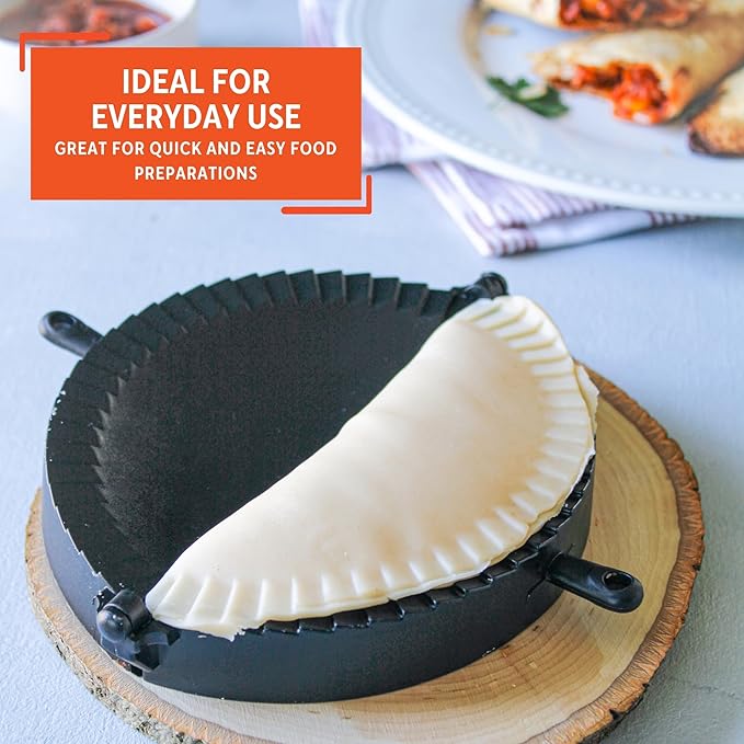 Imusa Empanada Press Set – Dumpling Maker, Plastic Empanada Mold & Pastry Press for Stuffed Pastries, Turnovers, Pierogi, Masa & Dough Preparation, 1 Pack, Black