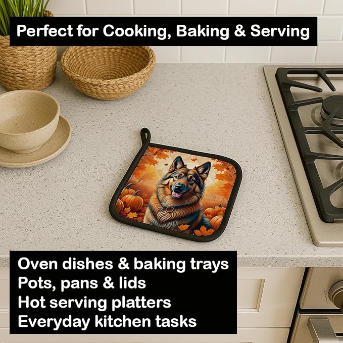 Caroline's Treasures DAC1018PTHD Belgian Tervuren Fall Pair of Pot Holders Kitchen Heat Resistant Pot Holders Sets Oven Hot Pads for Cooking Baking BBQ, 7 1/2 x 7 1/2