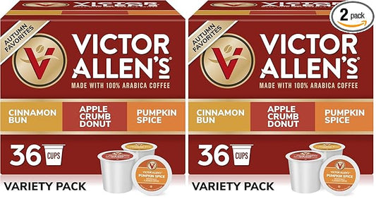 Victor Allen's Coffee Autumn Favorites Variety Pack, Medium Roast, 36 Count, Single Serve Coffee Pods for Keurig K-Cup Brewers (Pack of 2)