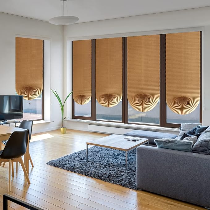 MALOKI Pleated Window Blinds,Temporary Blinds Cordless No Drill Paper Shades for Window Door Stick on No Screw Room Darkening Shades for Bedroom Bathroom Kitchen