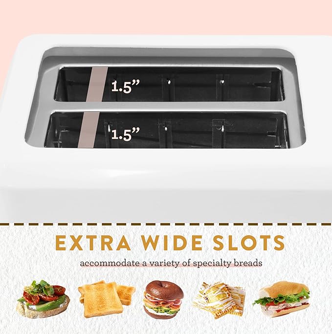Elite Gourmet ECT-1027 Cool Touch Toaster,7 Toast Settings Cancel Functions,Slide Out Crumb Tray,Extra Wide 1.5" Slots for Bagels Waffles Specialty Breads,Puff Pastry,Snacks,White,(Pack of 8)