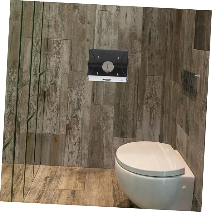 Cabilock Wall Mounted Paper Towel Dispenser Hand Towel Holder for Commercial Use Hotels Bathrooms and Kitchens Stylish Black Design Generous Capacity for Multiple