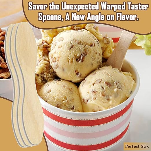 Perfect Stix - ASO24W12PO5-100 Wooden Craft Stick/Plain Taster Spoon, Paper Wrapped, 5" Length (Pack of 100)