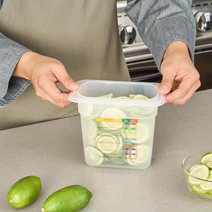 Restaurantware Food Storage Container 10 Pack of 6.8 x 4.2 x 5.9 Inches Plastic Stackable Storage Box White Reusable Label Container Dishwasher Safe For Restaurants And Kitchens