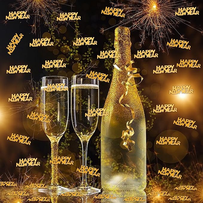 500 Pcs New Year Confetti, Gold 2026 Table Shiny Confetti Glitter for Happy New Year Decorations 2026 New Years Eve Table Decorations