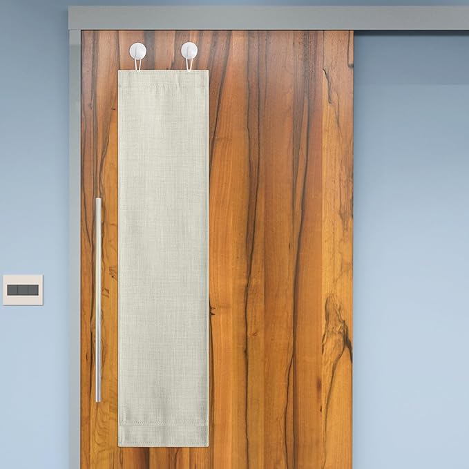 NICETOWN Classroom Door Window Cover, Blackout Shades for Windows and Lockdown Shades, Room Darkening Design Faux Linen French Door Curtain Blocks Views, W8 x L36, 1 Panel, Natural