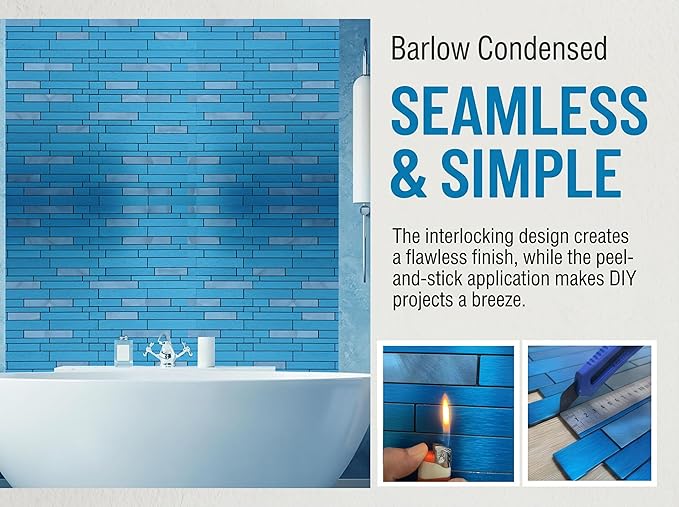 weimeisc 10 Sheets Peel and Stick Backsplash Tile for Kitchen, Self-Adhesive Mosaic Tile, Stick on Bathroom Vanities，Fireplace Décor, Laundry Table (Brushed Blue+Frosted Blue)