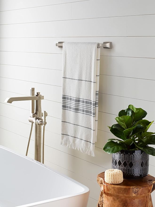 Amerock BH36013G10 | Brushed Nickel Towel Bar | 18 in (457 mm) Towel Rack | Highland Ridge | Bathroom Towel Holder | Bathroom Hardware | Bath Accessories