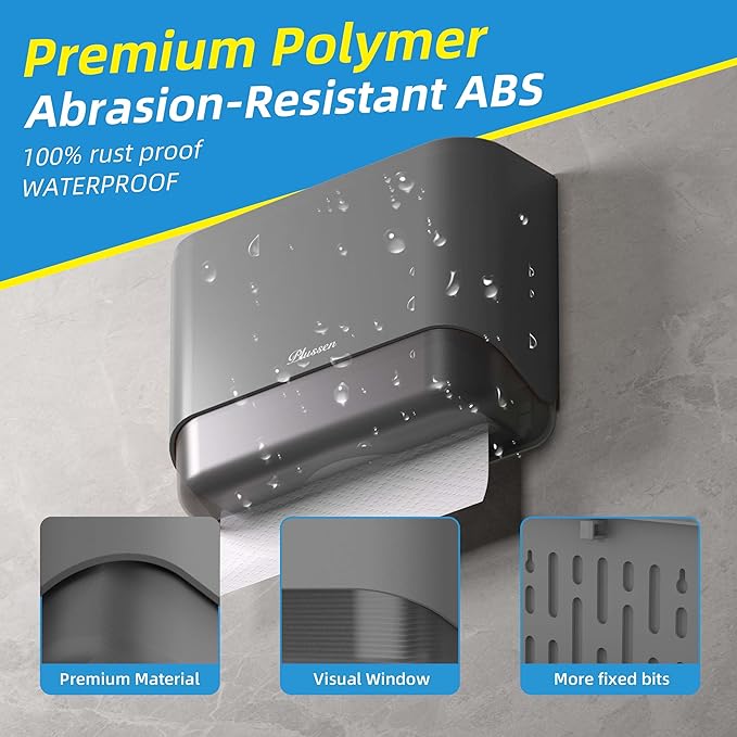 Commercial Paper Towel Dispenser Wall Mount Classicseries Slimfold Hand Towels Holder for Sanitary Pack of 2 Dark Gray