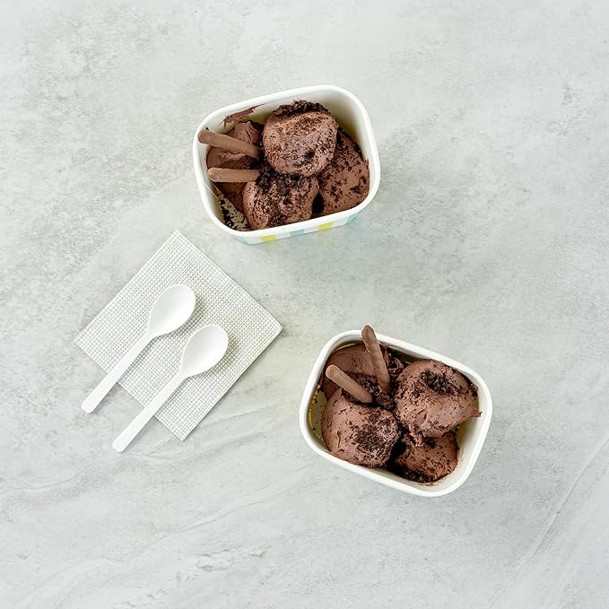 Coppetta 12 Ounce Dessert Cups, 50 Greaseproof Ice Cream Cups - Lids Sold Separately, For Hot And Cold Foods, Blue And Green Stripe Paper Yogurt Bowls, Disposable, Sturdy - Restaurantware
