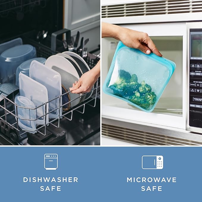 Stasher Silicone Reusable Storage Bag, Half Gallon Bag, Reusable Freezer Bags, Microwave, Dishwasher, Oven Safe, Sous Vide, Premium Lunch Container, Eco Friendly, Food Storage Bags, 64 oz, Green | Reusable Food Bag