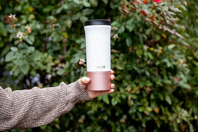 Ello Miri 16oz Vacuum Insulated Stainless Steel Travel Mug, Leak-Proof Slider Lid, Keeps Hot for 5 Hours, Perfect for Coffee or Tea, BPA-Free, Fits Most Cupholders, Holiday Gift, Speckle