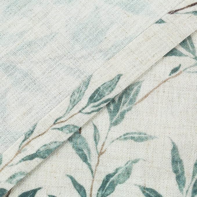 VOGOL Natural Curtains & Drapes for Living Room, 54 Inch Length Lovely Leaves Pattern Window Treatment, Rod Pocket Top for Living Room Bedroom Kitchen, 42 x 54 Inch, 2 Panels