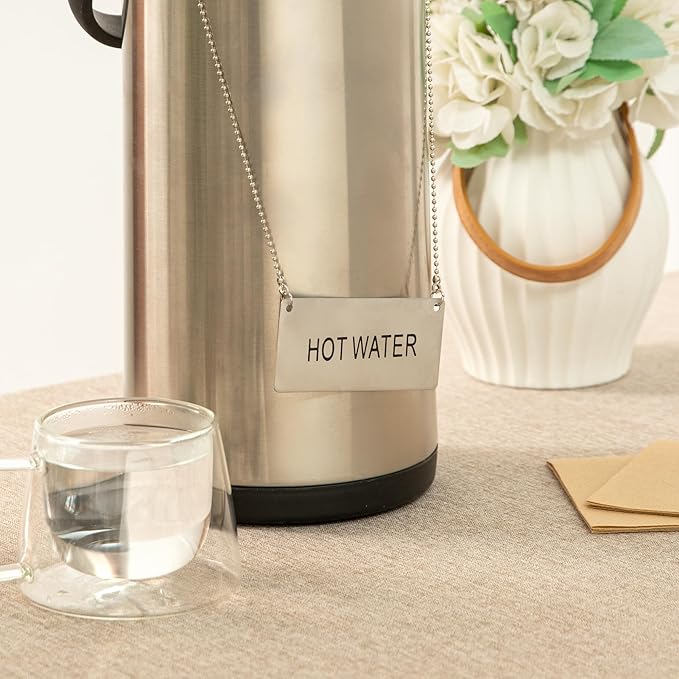 Restaurantware 26 Inches Chafer Urn Chain and 3.5 x 1.6 Inch "Hot Water" Label - 12 Count - Met Lux Stainless Steel Chafing Dish Accessory, Durable, Easy to Use - Label for Catering, Buffet