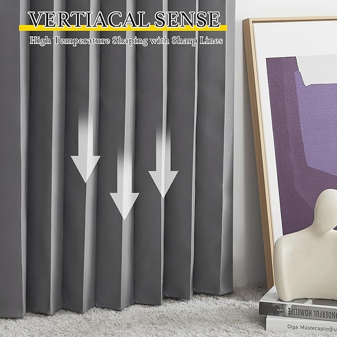 NICETOWN Door Blinds Short Window Curtains Blackout - Privacy Energy Saving Curtains for Bedroom Bathroom Basement Living Room Kitchen, Accordion Door Shade, W38 x L50 inches, Grey, 1 Panel