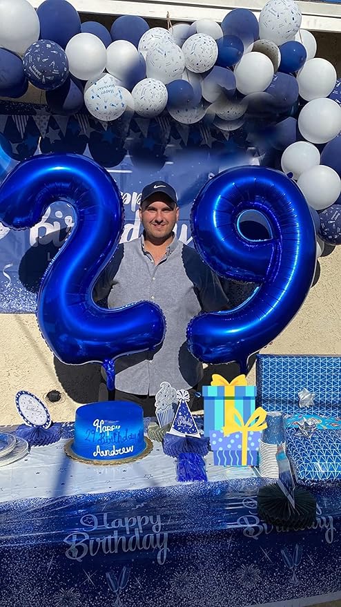Numbers 29 Balloons, 29 Balloons, 29th Dark Blue Party Decorations for Women Men, 40 In Big 29th Decor for Engagement, Wedding, Celebration Party, Graduations, Photo Shoot