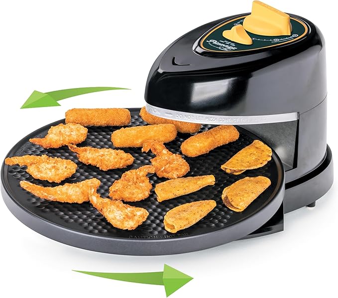 Presto 03434 Pizzaz Plus Rotating Oven - 12-Inch, Countertop Pizza Oven, Nonstick Tray, Top and Bottom Heating Elements, Easy to Clean, Green/Gold
