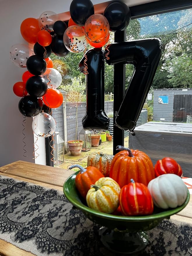 Numbers 7 Balloon, 40 Inch 7 Balloons for Birthday Party, Black Number Balloons for 7, 17, 27 Game Competition Wedding Anniversaries Party, Christmas and New Years Eve Party