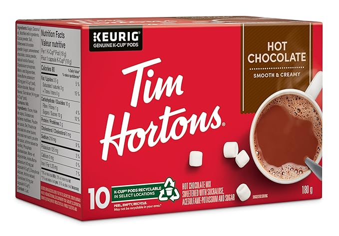 Tim Hortons Original Hot Chocolate, Single Serve Keurig K-Cup Pods, 10 Count (Pack of 2)