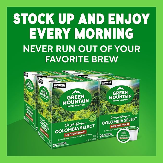 Green Mountain Coffee Roasters Colombia Select, Single-Serve Keurig K-Cup Pods, Medium Roast Coffee Pods, 96 Count