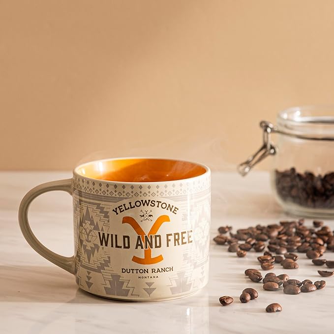 Zak Designs Yellowstone Ceramic Coffee Mug for Hot Drinks at Home, Collectible Keepsake (15 oz, Dutton Ranch)