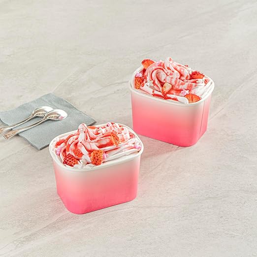 Restaurantware Paper Cups 50 Count 12 Ounce Square Disposable Ice Cream Containers, Leak-Resistant Paper Dessert To Go Cups, Hot And Cold Food, Durable Pink And White Ombre Design